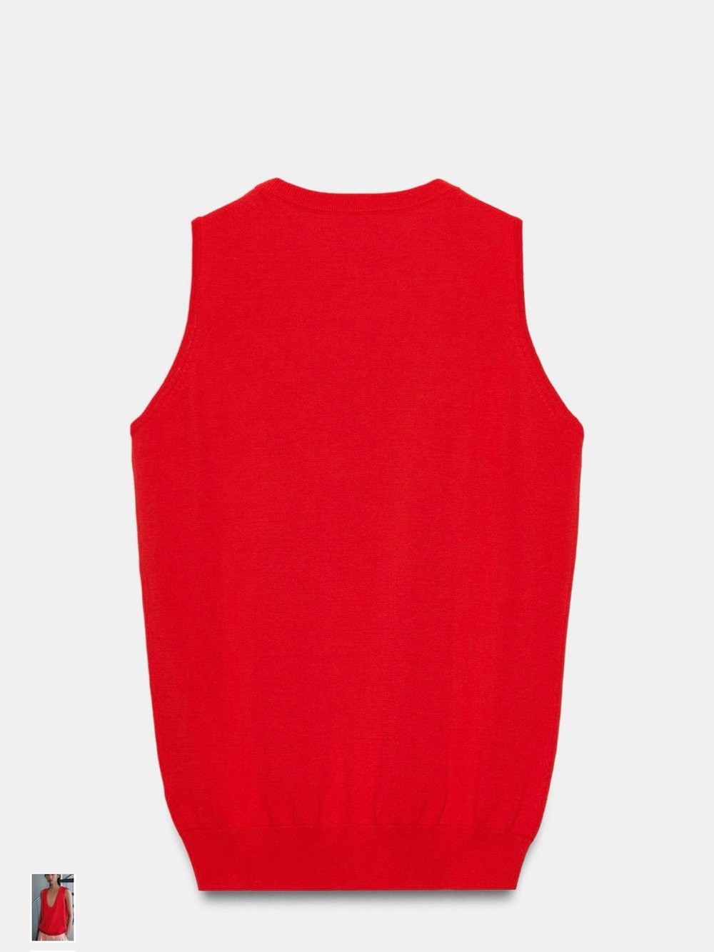 Zara Red Sleeveless Knit V-Neck Top - Picture 2 of 4